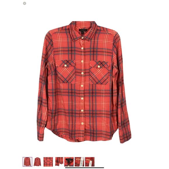 J. Crew Boy Fit Shirt Red Scotch Tartan Plaid Button Up Down Top Western sz 8 - Picture 9 of 11
